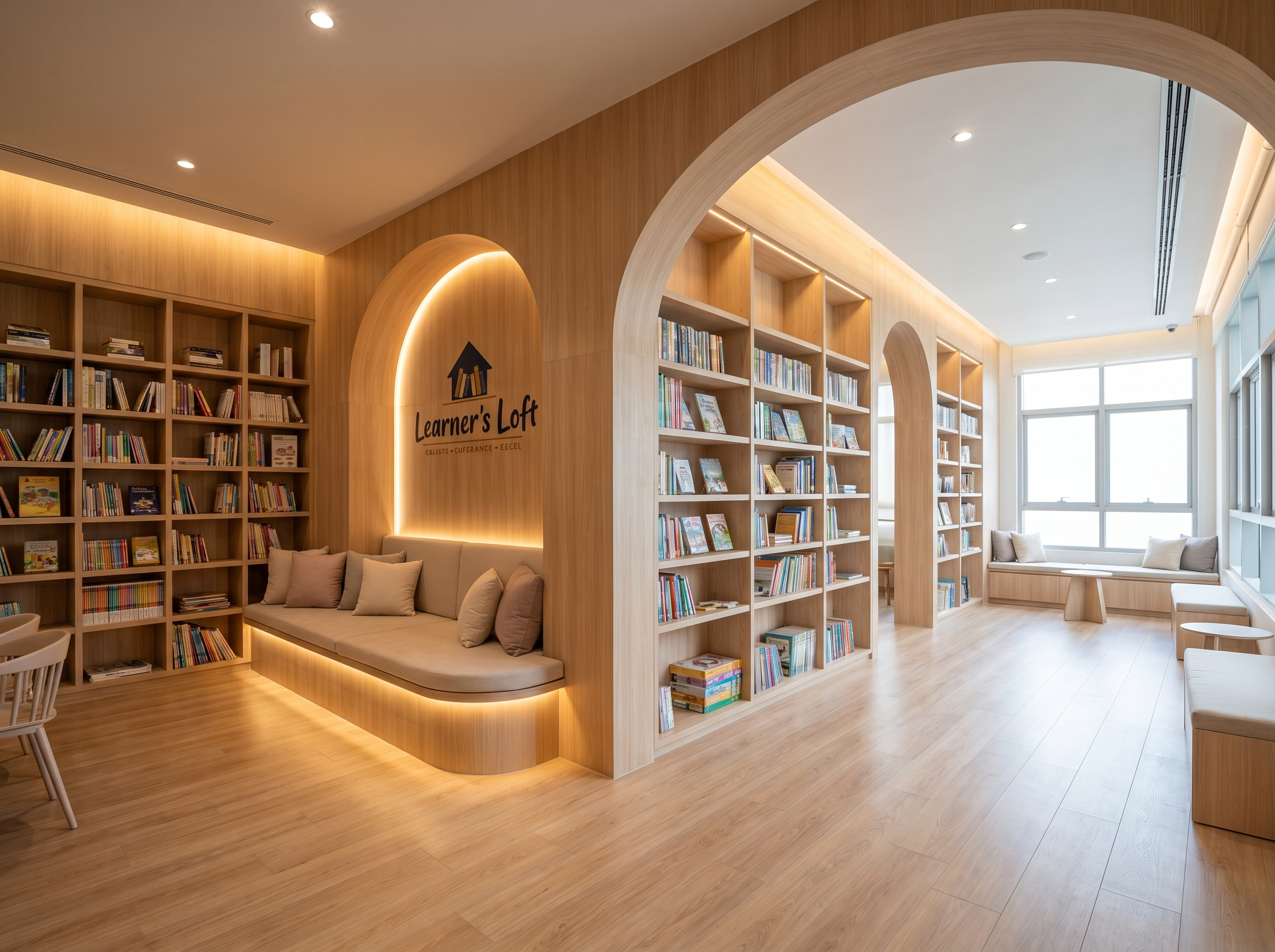 The warm, Scandinavian-inspired learning environment at Learner's Loft Academy