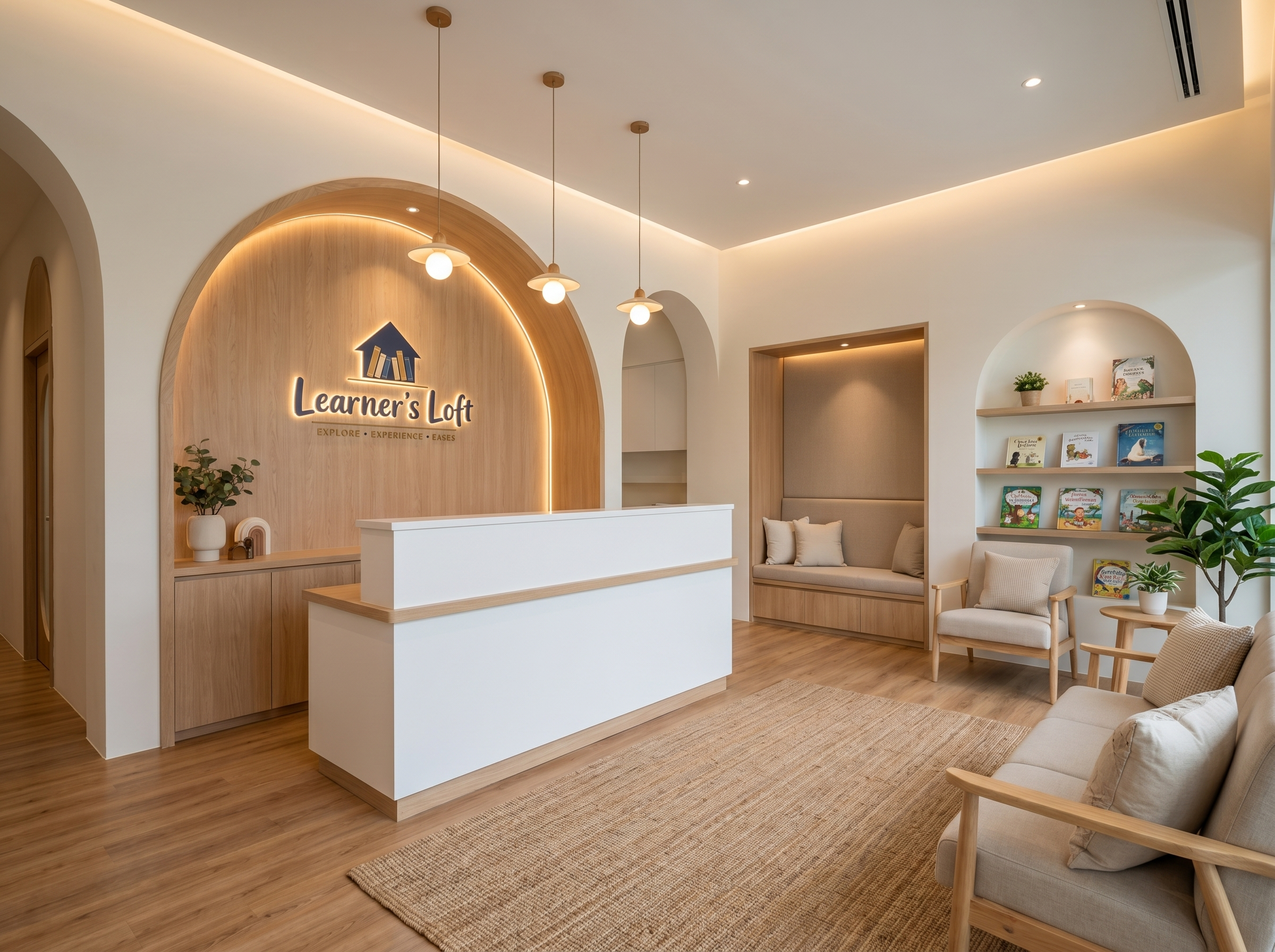 The welcoming reception area of Learner's Loft Academy