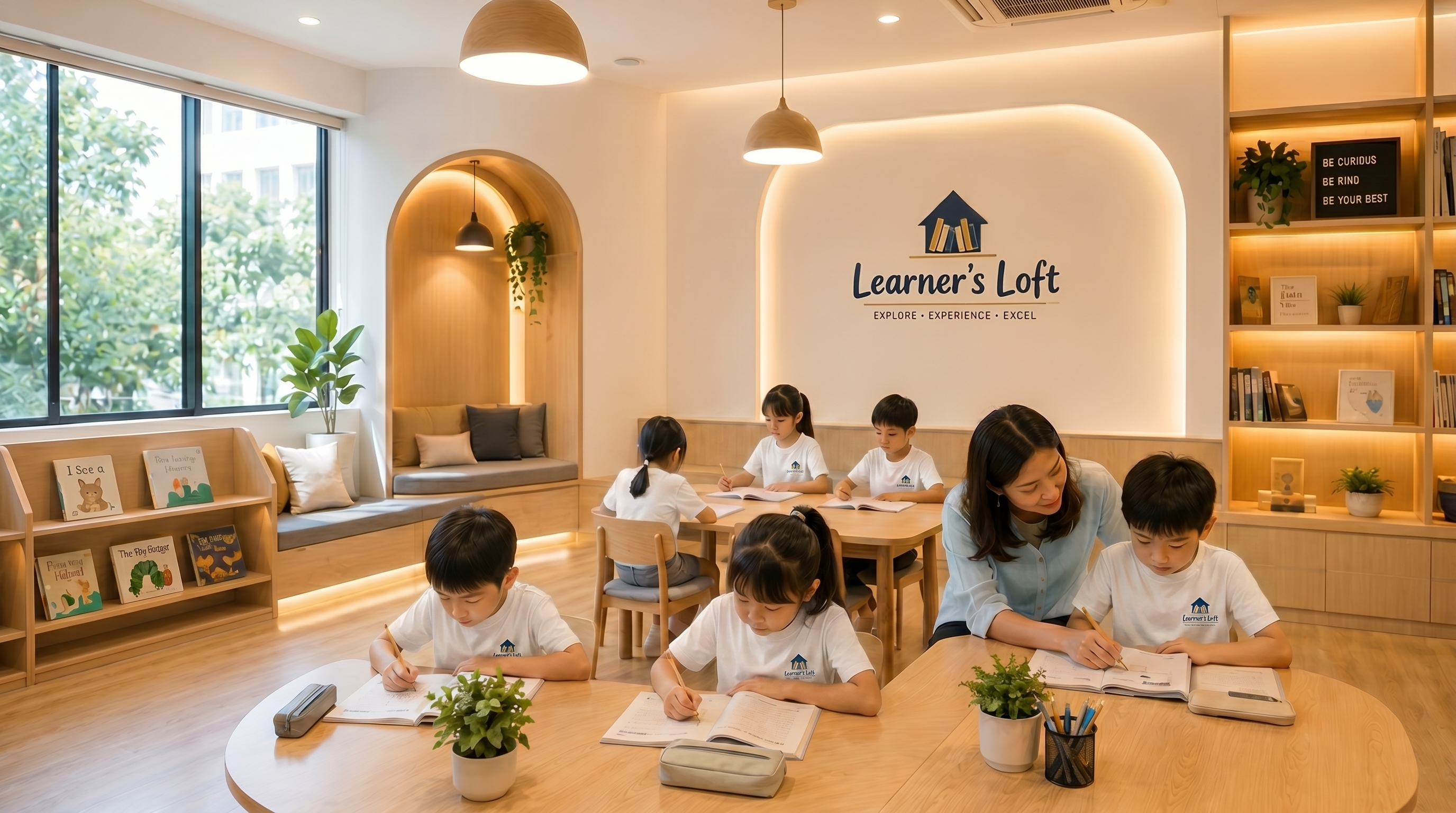 Students learning together in a warm classroom at Learner's Loft Academy